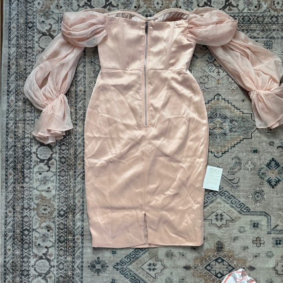 NWT Miss Circle NY Satin Corset Midi Dress - Off-the-Shoulder - Blush - XS - Picture 4 of 8